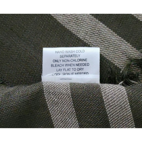 Isa & Stef Womens Embroidered Scarf Wrap Viscose Military Green Fringe 24"x74" - Picture 8 of 8